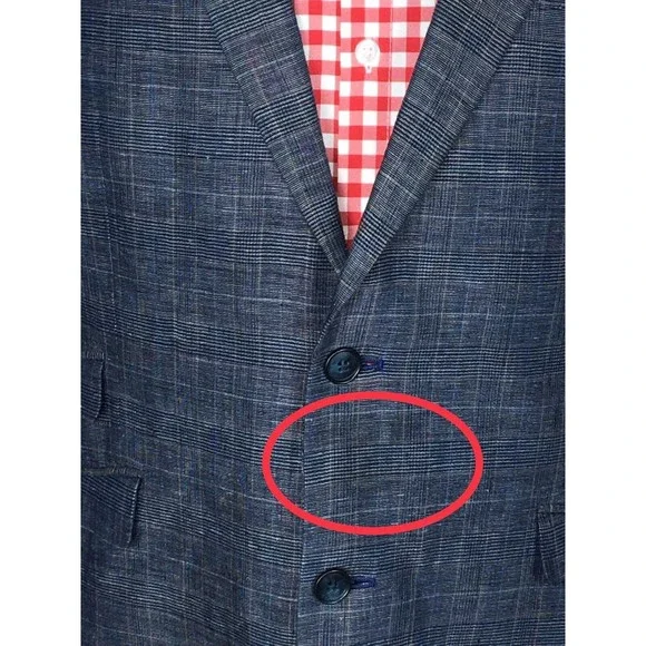 Egara Slim Two Button Unstructured Blazer Linen Sport Coat Jacket Men Size 44R ?